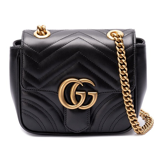 NEW! GUCCI BLACK GOLD MARMONT LEATHER CROSSBODY SHOULDER BAG PUSE AUTHENTIC - Picture 1 of 16